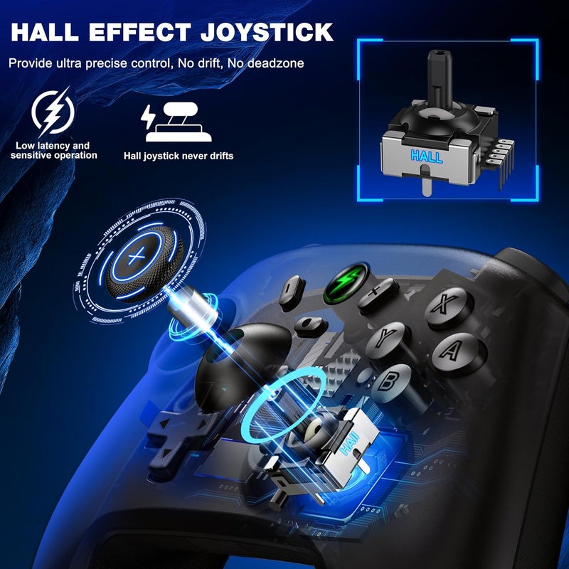 Svetaecho Wireless Switch Pro Controller with Charger for Nintendo Switch Controller/Lite/OLED, Hall Effect PC Game Joysticks/iOS/Android Remote Accessories Interactive Gaming Figures - Image 3